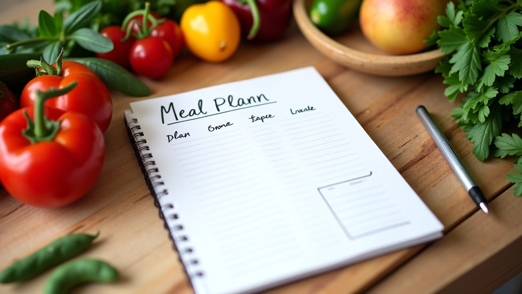 Menu hebdomadaire écrit à la main avec recettes équilibrées et liste d'achats