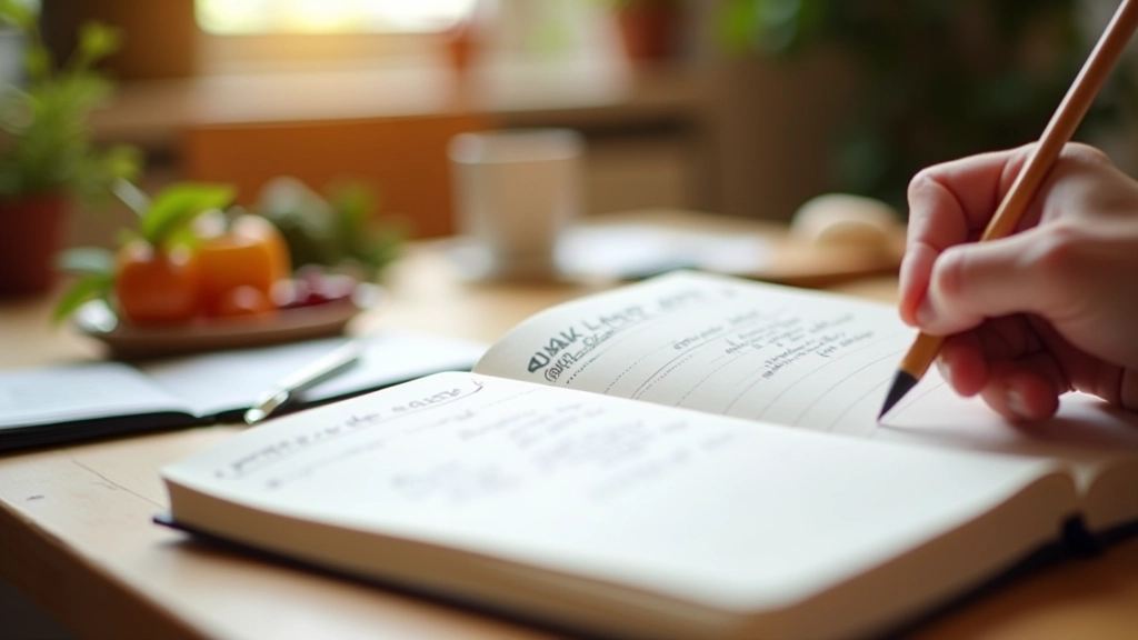 Petit carnet de menu hebdomadaire écrit à main